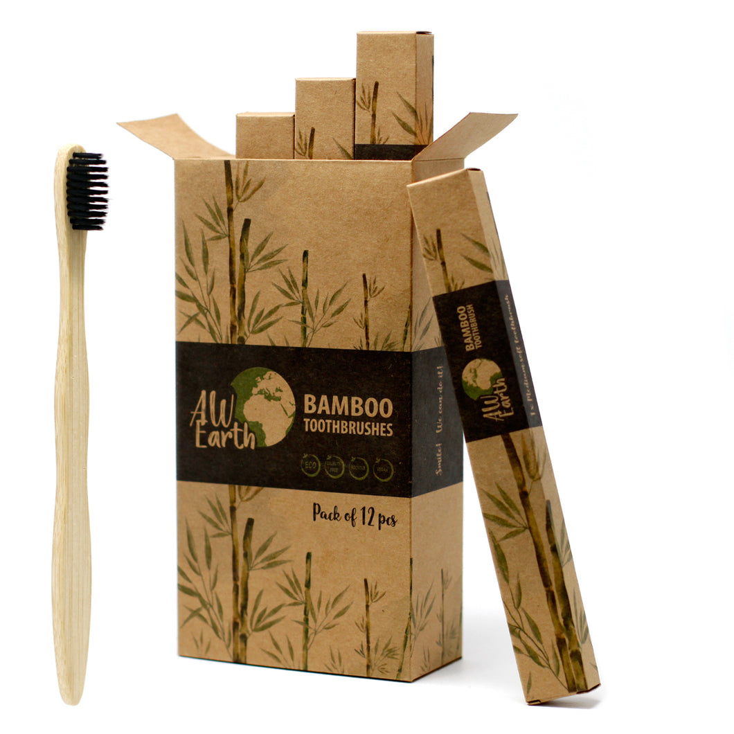 Single Bamboo Toothbrush - Charcoal Medium Soft